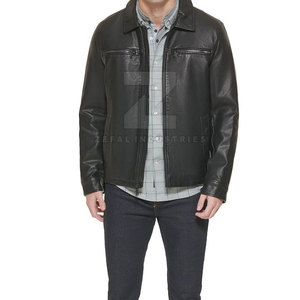 Veste en cuir personnalisée de haute qualité pour hommes col montant Logo avant mode d'hiver imperméable et respirant - Product Image 2
