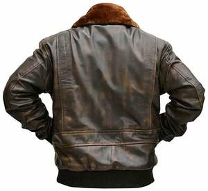 Bomber Aviator Flight Vestes en cuir marron vieilli pour homme - Product Image 3