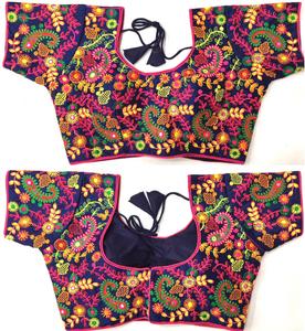 Blusa formal de seda pesada para verano talla 38 con trabajo de hilo y trabajo de espejo de aluminio - Product Image 4