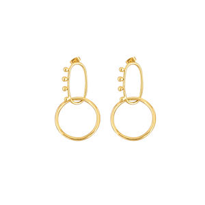 ต่างหูหมุดชุบทองต่างหูทำมือต่างหูทองเหลืองดีไซน์คลาสสิกสำหรับผู้หญิงและเด็กผู้หญิงมาใหม่ - Product Image 1