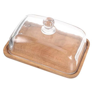 Soporte de madera rectangular para Tartas, mesa decorativa de color natural, soporte para servir postres y cupcakes de Calidad exclusiva con tapa de vidrio - Product Image 1