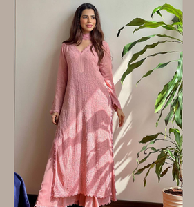 Présentation de la nouvelle broderie en fil de coton Kurti Plazzo avec Georgette Dupatta - Product Image 1