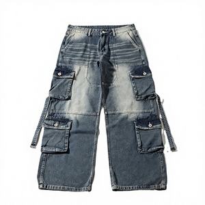 Jeans cargo baggy pour hommes personnalisables en gros - Pantalons en denim coupe ample avec options multicolores et service OEM - Product Image 1