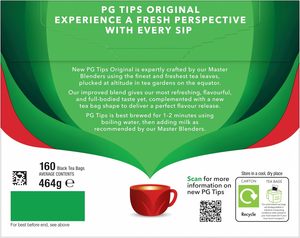 PG Tips Original, Bolsitas de Té Negro a Granel, 160 Bolsitas de Té Biodegradables a Base de Plantas - Product Image 6