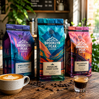 Sacs personnalisés AT PACK de 12 oz (2 lb) avec fermeture à lien métallique pour l'emballage du café, sacs à café à soufflets latéraux avec valve pour torréfacteurs de café