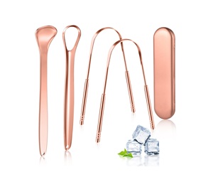 Limpiador de lengua de cobre puro de último diseño, raspador de lengua reutilizable con agarre manual, proveedor indio - Product Image 6