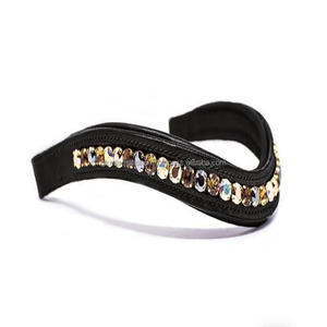 Banda de cuero hecho a mano para cejas de caballo, accesorio suave y acolchado, canal vacío, con 1 fila de cristales brillantes coloridos, banda personalizada para cejas - Product Image 4