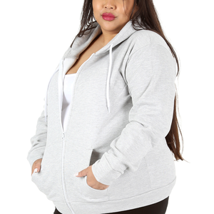 Women's Casual Grey Zipper <b>Pullover</b> Hoodie <b>Jumper</b> Breathable Cotton Fleece Top with Printed Hood for Winter Streetwear - Product Image 1