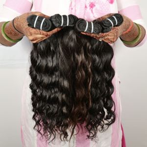 Extensions de cheveux vierges indiennes de couleur noire naturelle, alignées sur les cuticules, non traitées chimiquement, mèches ondulées, cheveux humains bruts du temple - Product Image 3