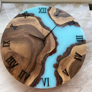 Nueva decoración de pared elegante Relojes de madera y resina pulida para habitación Diseño moderno Forma redonda Madera para los mejores Relojes de pared - Product Image 1