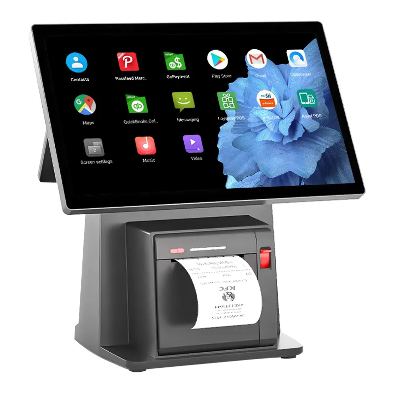 FYJ-F2 14.1'' Cashier Touch Screen Restaurant Cafe Pizza Fish Chips Takeaway All-in-One Cash Register Stand POS System