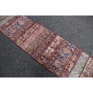 พรมตุรกีขนาดเล็ก, พรมวินเทจขนาด 2.3x9.4 ฟุต, พรมขนสัตว์สีแดงลายปะติด - Product Image 3