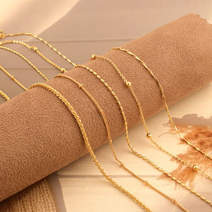 Collar de cadena con cuentas chapado en oro ajustable de 18 quilates diseño de bola de oro delicado uso diario cadena fina collar al por mayor - Product Image 2