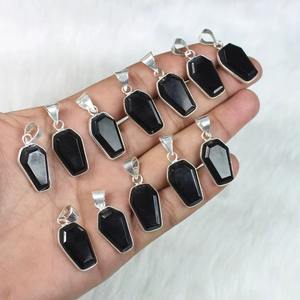 ขายในเทศกาลคริสต์มาสโลงศพสีดำจี้โอนิกซ์เครื่องประดับจี้เงินจี้โลงศพจี้เครื่องประดับสร้อยคอห่วงเครื่องประดับ - Product Image 3