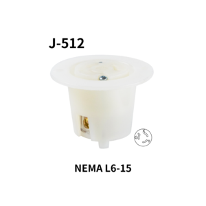 Enchufe Hubbell Compatible J-512 Twist-Lock NEMA L6-15 125V 15A NFC con Brida para Uso Industrial - Product Image 1
