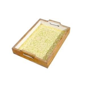 Plateau de service à plat avec poignée pour la maison à faible coût plateau à plat rectangulaire moderne plateau imprimé en bois de taille personnalisée - Product Image 1