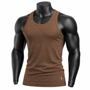 เสื้อกล้ามผู้ชายคุณภาพสูง ดีไซน์สวย ราคาส่งจากโรงงานโดยตรง ผลิตตามสั่ง ระบายอากาศได้ดี ผ้าฝ้าย 100% คอกลม สำหรับออกกำลังกายในฤดูร้อน - Product Image 1