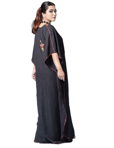 Printemps Sexy Dames Col V Profond Vacances Plage Floral Brodé Bohême Femmes Plage Coton Long Kaftan Meilleur Prix tous les temps - Product Image 3