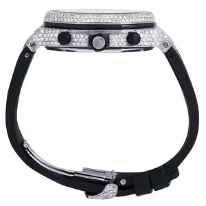 Venta caliente de cuero negro Mossinate Diamond Watch CED Out Mens Full CZ Crystal reloj de pulsera para hombres disponible para precio de exportación - Product Image 4