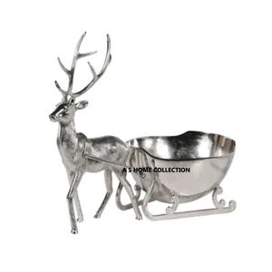 Shiny Reindeer & Sleigh Shape Design <b>Silver</b> Plated Champagne <b>Ice</b> <b>Bucket</b> Home Bar Events Or Wedding Supplies - Product Image 1