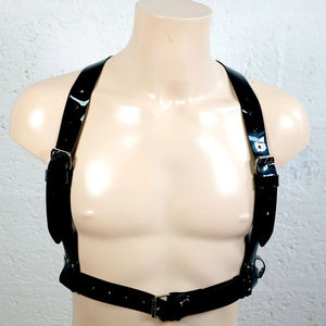 Chest <b>Harness</b> <b>Black</b> Pvc Small Y Back Body Accessories Groomsmen Handmade Gifts Genuine Leather Men MHS-0036 - Product Image 1