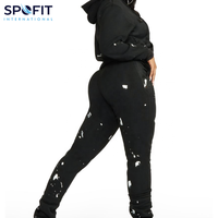 Survêtement de sport d'hiver élégant pour femme, grande taille, couleur personnalisée, broderie de strass, imprimé sur le devant, idéal pour l'entraînement