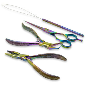 Sharpinst ชุดอุปกรณ์ต่อผมทำจากสเตนเลสหลายสีพร้อมซองซิปรีซินสีดำนุ่มและโลโก้ตามสั่ง - Product Image 3