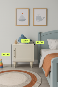 Ensemble de table de chevet et de bibliothèque Arion Kids Alin, corps en MDF avec pieds en bois, solution de rangement harmonieuse et élégante pour la chambre des adolescents - Product Image 2