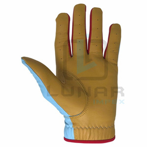 Hot Three Colors Cabretta Guantes de golf de cuero Patrón elegante Guantes de golf personalizados con guantes de golf de Palma de mano antideslizantes - Product Image 2