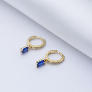 Saphir CZ Rectangle Baguette Design Boucles d'oreilles en argent Bijoux fins Bijoux artisanaux turcs - Product Image 3