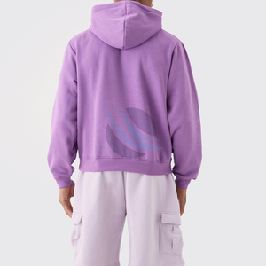 Pull Boxy Fit sérigraphié à capuche avec broderie de logo, sweats à capuche unis personnalisés pour hommes, vente en gros au meilleur prix - Product Image 2