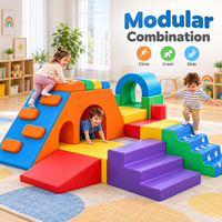 Aire de jeux modulaire personnalisée en pastel, blocs d'escalade en mousse, toboggan et équipement pour aire de jeux intérieure pour enfants, idéal pour la jungle gym et les tout-petits