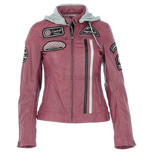 OEM Authentic Leather Jacket High Quality Genuine Leather <b>Hoodie</b> with Wool and Silk Lining Zipper Closure Washed Technics - Product Image 4