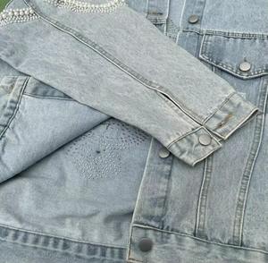 Chaqueta Vaquera para Mujer, Gruesa, con Pedrería, Cómoda para Uso Diario - Product Image 2