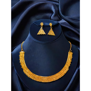 Ensemble de boucles d'oreilles collier en vrac avec plaqué or 22 carats style unique pour femmes ensemble de boucles d'oreilles collier bijoux par les exportateurs - Product Image 1