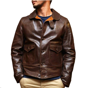 Blouson aviateur en cuir pour homme, modèle A1, style USAAF Seconde Guerre mondiale, en cuir véritable, décontracté, vintage, tendance, veste de pilote, manteau, OEM - Product Image 1