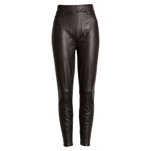 Leather <b>Pants</b> for <b>Women</b> High Waist Elastic Waist Hip Hop Style <b>Black</b> Genuine Leather Winter Fashion Wear Comfortable Fit - Product Image 1