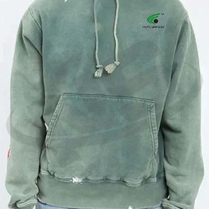 Sweat-shirts pour hommes Streetwear délavés à l'acide, 100% Coton, confortables, coupe classique, basiques, avec logo personnalisé, en molleton respirant - Product Image 3