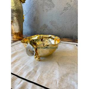 Premium Exclusive Kitchenware Decorative <b>Bowl</b> Table Ware Dinnerware <b>Silver</b> Finished Metal <b>Bowl</b> With Gold Color Elements <b>Bowl</b> - Product Image 5