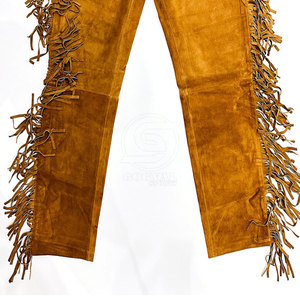 Pantalons en cuir suédé à franges lavées, fabrication en usine, vente chaude, vente en gros, fabrication de qualité supérieure, pantalons en cuir suédé à franges pour hommes - Product Image 3