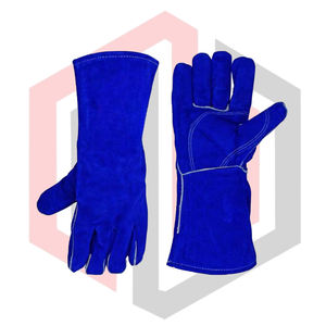 Guantes de Soldadura de Cuero Azul, Textura Suave, Puño de Punto, 11 oz, 14 Pulgadas, Palma Reforzada, Resistentes al Calor, Antiestáticos, para Soldadura MIG, TIG, Stick, Barbacoa - Product Image 4