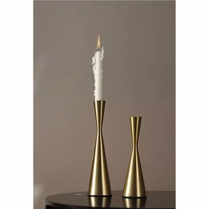Luxury <b>Gold</b> Olive Branch Taper <b>Candlestick</b> <b>Holder</b> Set | Wholesale Metal Rustic Wedding Centerpiece Candle Stand for Home Decor - Product Image 2