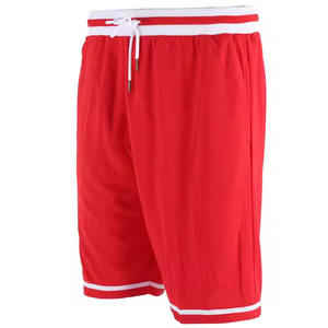 Pantalones cortos transpirables para entrenamiento de verano para hombre, pantalones cortos para correr de poliéster y algodón de Color rojo con estampado de silicona - Product Image 3