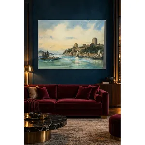 Impression sur toile d'aquarelle de voilières Fida devant la forteresse de Rumeli - Product Image 3