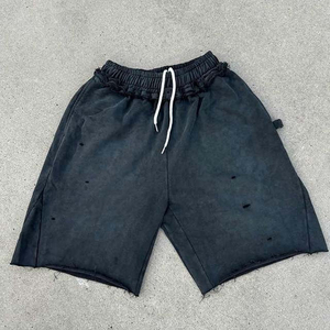 2025 nouveau Style hommes vêtements cordon lavage à l'acide Shorts coton Vintage Jogging Shorts impression personnalisé lavage à l'acide Shorts pour hommes - Product Image 5