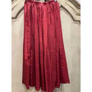 Falda Cruzada de Satén de Seda Escarlata con Cintura Elástica, Estilo Vintage Transpirable, Recta con Abertura, Talla XS, para el Trabajo - Product Image 1