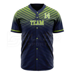 Nueva llegada Ropa deportiva Nombre del equipo personalizado Impreso 100% Tela de poliéster Mejor precio Botón de béisbol Jersey - Product Image 1