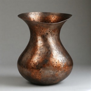 Rusticcharm แจกันทองแดงเก่าที่มีการตกแต่งลวดลายโลหะแจกันตั้งพื้นลายดอกไม้ออกแบบนูนตกแต่งบ้านเน้นข้อความ - Product Image 2