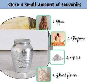 Urne commémorative gravée de souvenir décorative en acier inoxydable personnalisée pour la perte d'enfants d'urnes en argent de taille personnalisée - Product Image 3