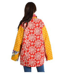 เสื้อโค้ทผ้าฝ้ายคลุมไหล่ยาวของผู้หญิงทำด้วยมือสำหรับฤดูหนาวแจ็คเก็ตผ้าฝ้ายพิมพ์ลายดอกไม้วินเทจแจ็กเก็ตคอวีแบบเย็บติด - Product Image 5